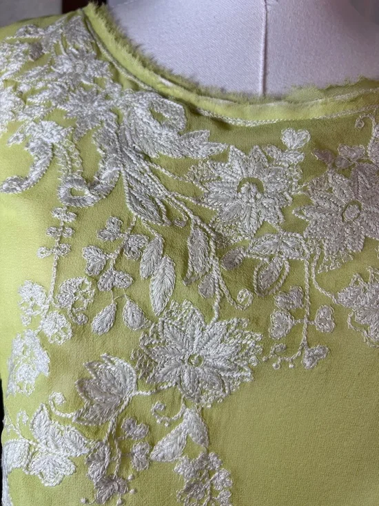 Sundance Lime Green Short Sleeve Embroidered Blouse - Picture 6 of 6